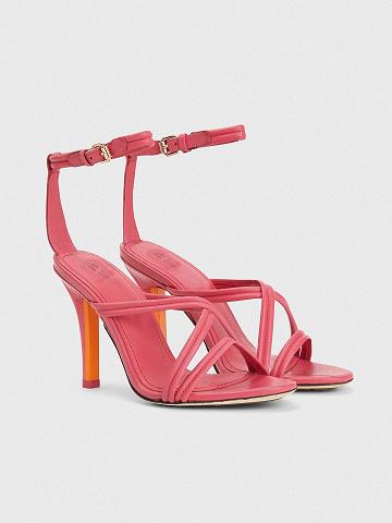 Női Tommy Hilfiger Sarkú Color Pop Heeled Sandal Rózsaszín | HU 606TCE